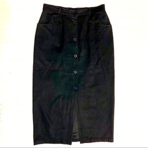 Vintage High-Waisted Button Front Pencil Skirt